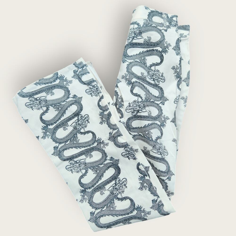 MOTEL ROCKS Zoven Trouser Womens S Dragon Rope White High Rise Pants lightweight - Picture 3 of 9